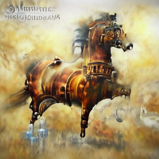 Steampunk Horse in Renaissance Acrylic Watercolor