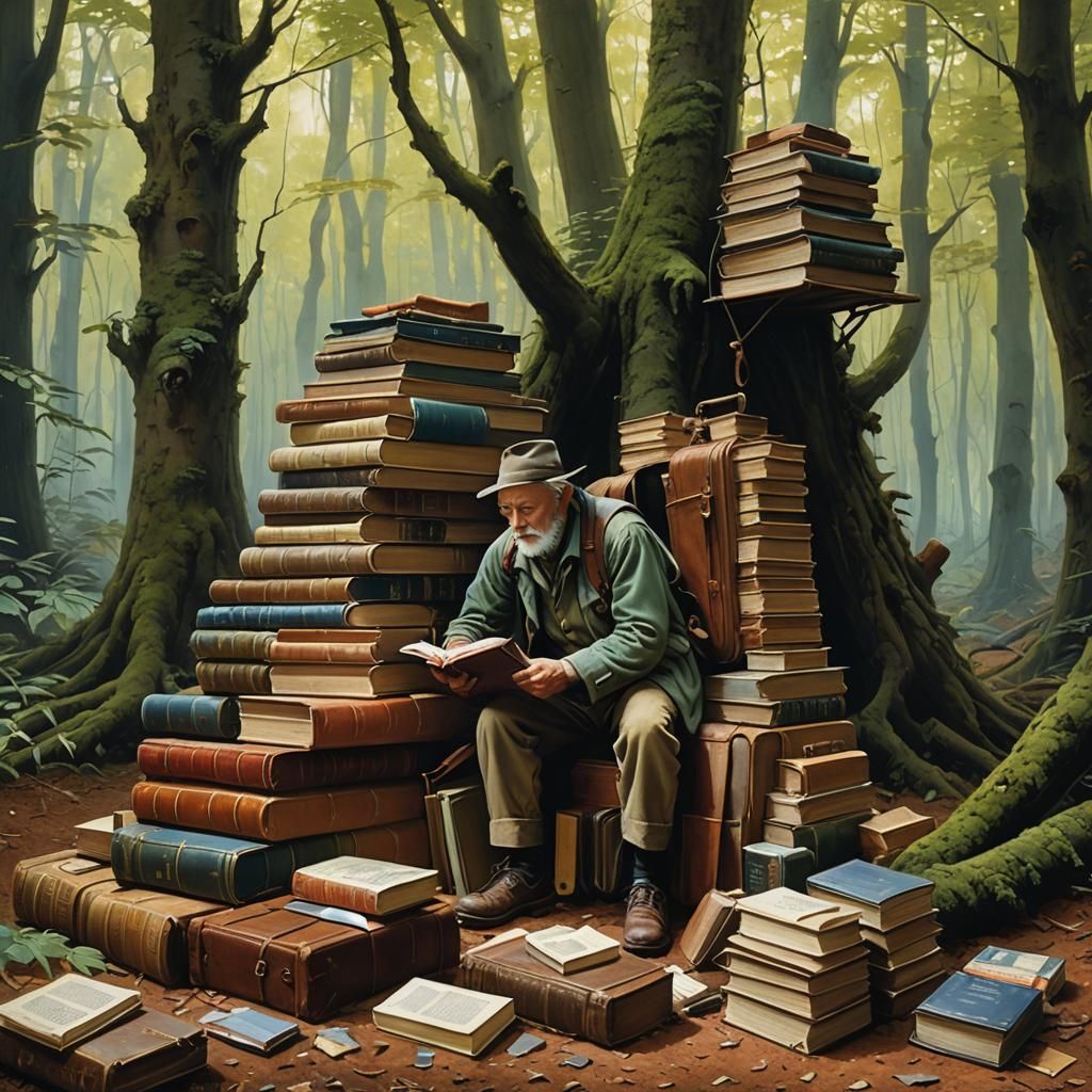 Glue Salesman in Beech Forest, Old Master Style