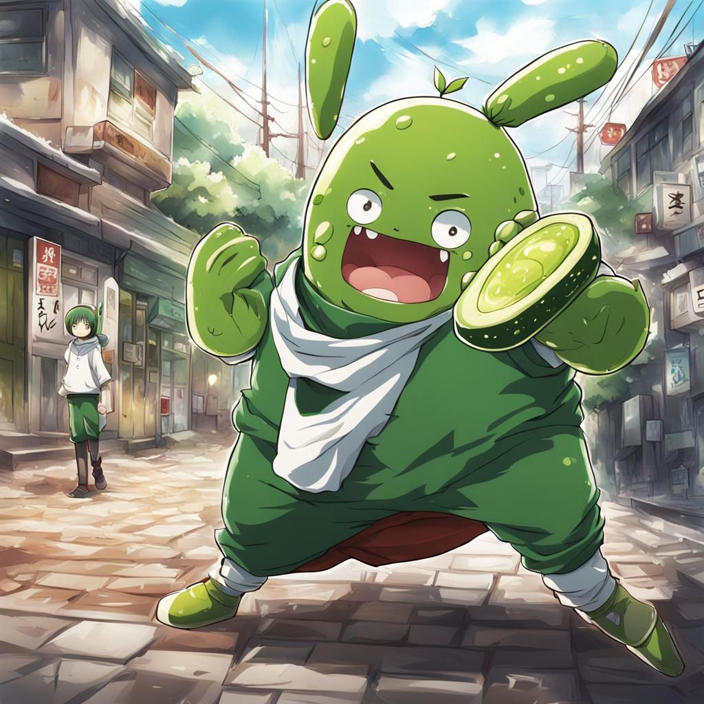 Anime Style Pickle Character Illustration