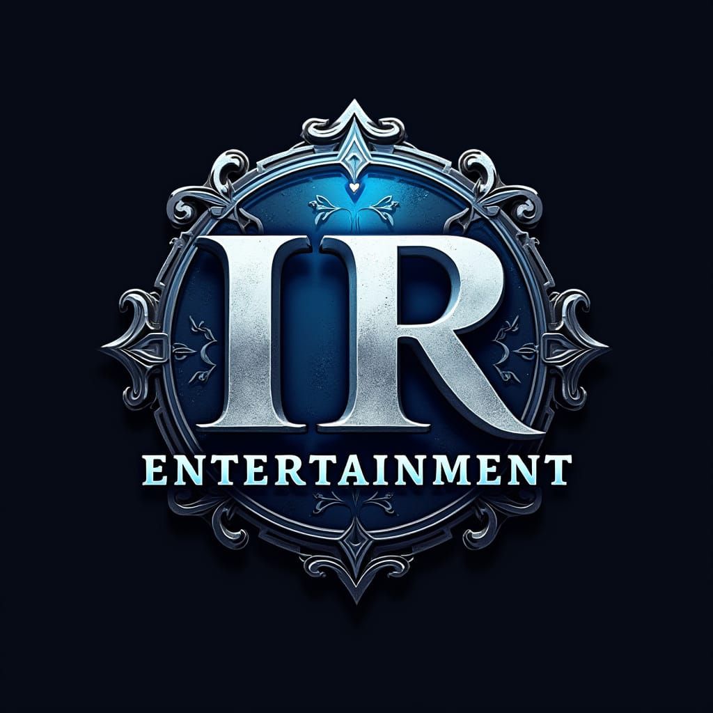 Modern Golden Logo with Blue Accents and Silver Background -...