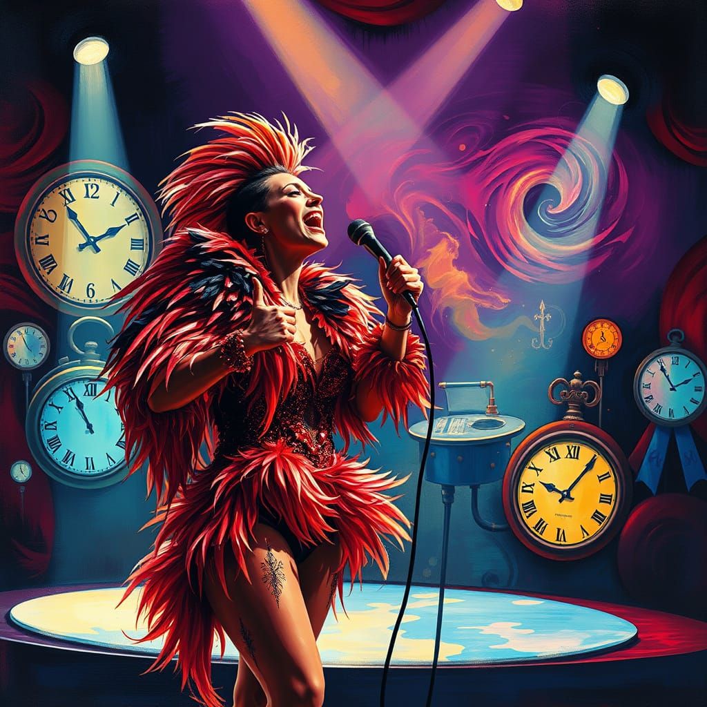 Cabaret Singer in Art Deco Surrealist Style
