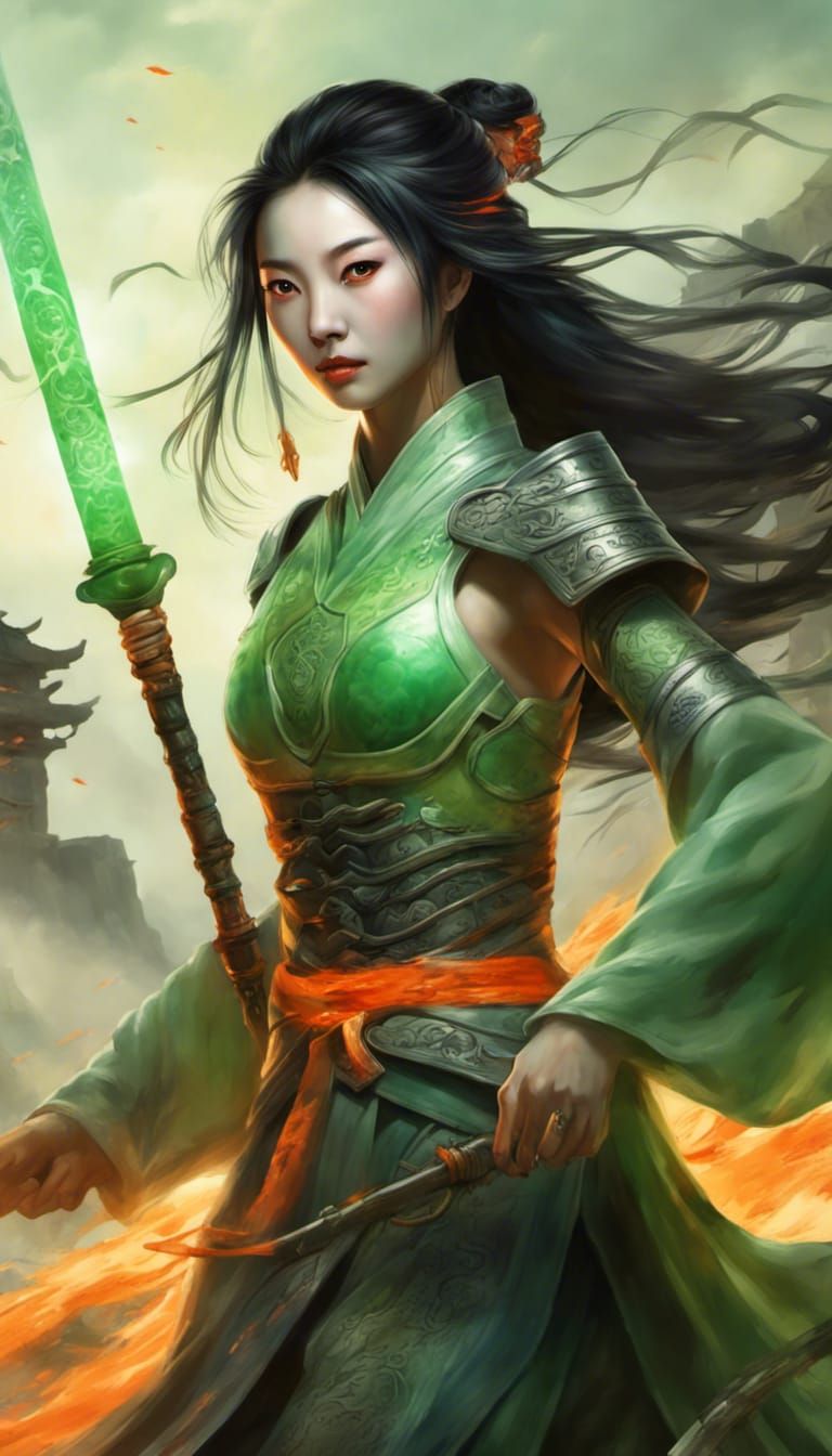 Chinese Woman in Jadeite Armor Casting Spell