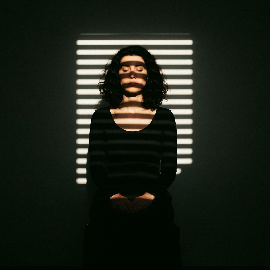 Woman in Shadow: High Contrast, Vintage Film Aesthetic