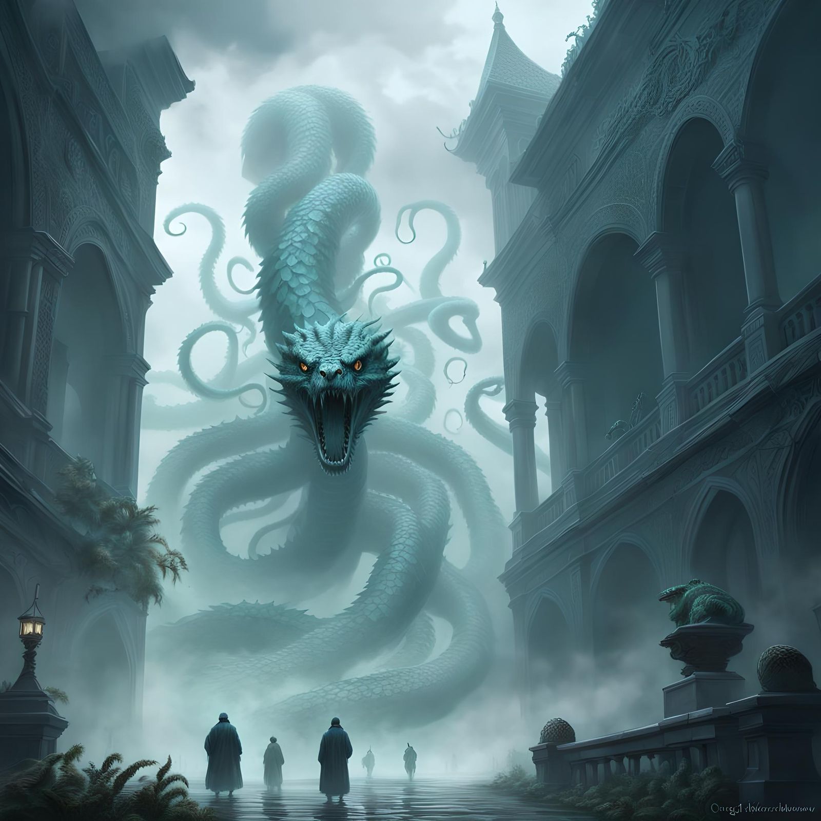 Venomous Hydra: Ethereal Horror Digital Painting