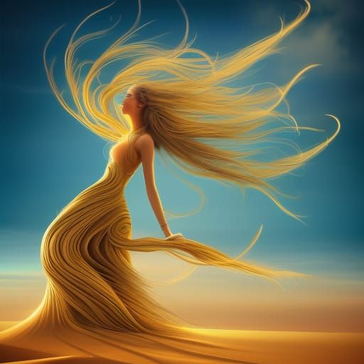 Desert Princess of Sand and Gold: Digital Art