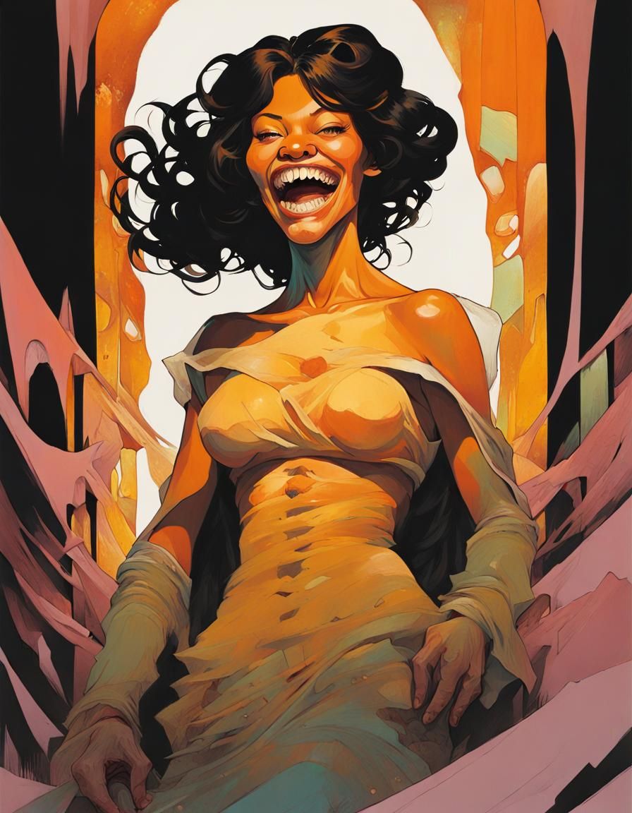 Eerie Fairy-Vampire Hybrid Portrait in Cave