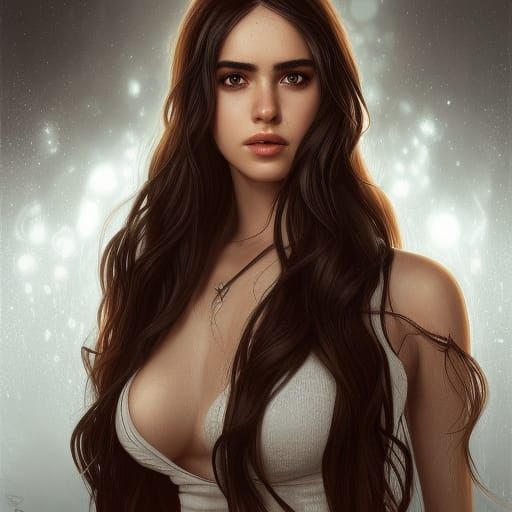 Detailed Portrait of a Mediterranean Girl in Art Nouveau Sty...