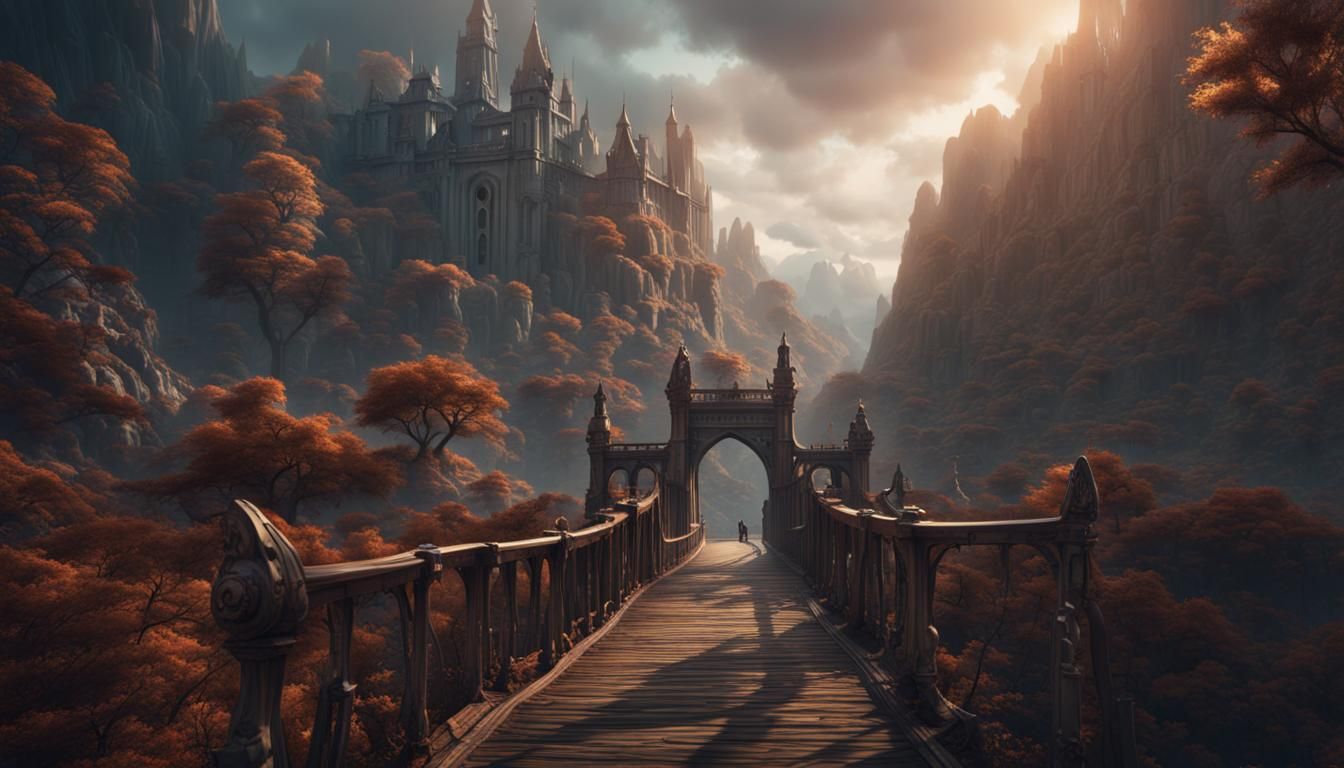 Fantastical Journey in Detailed Matte Painting Style