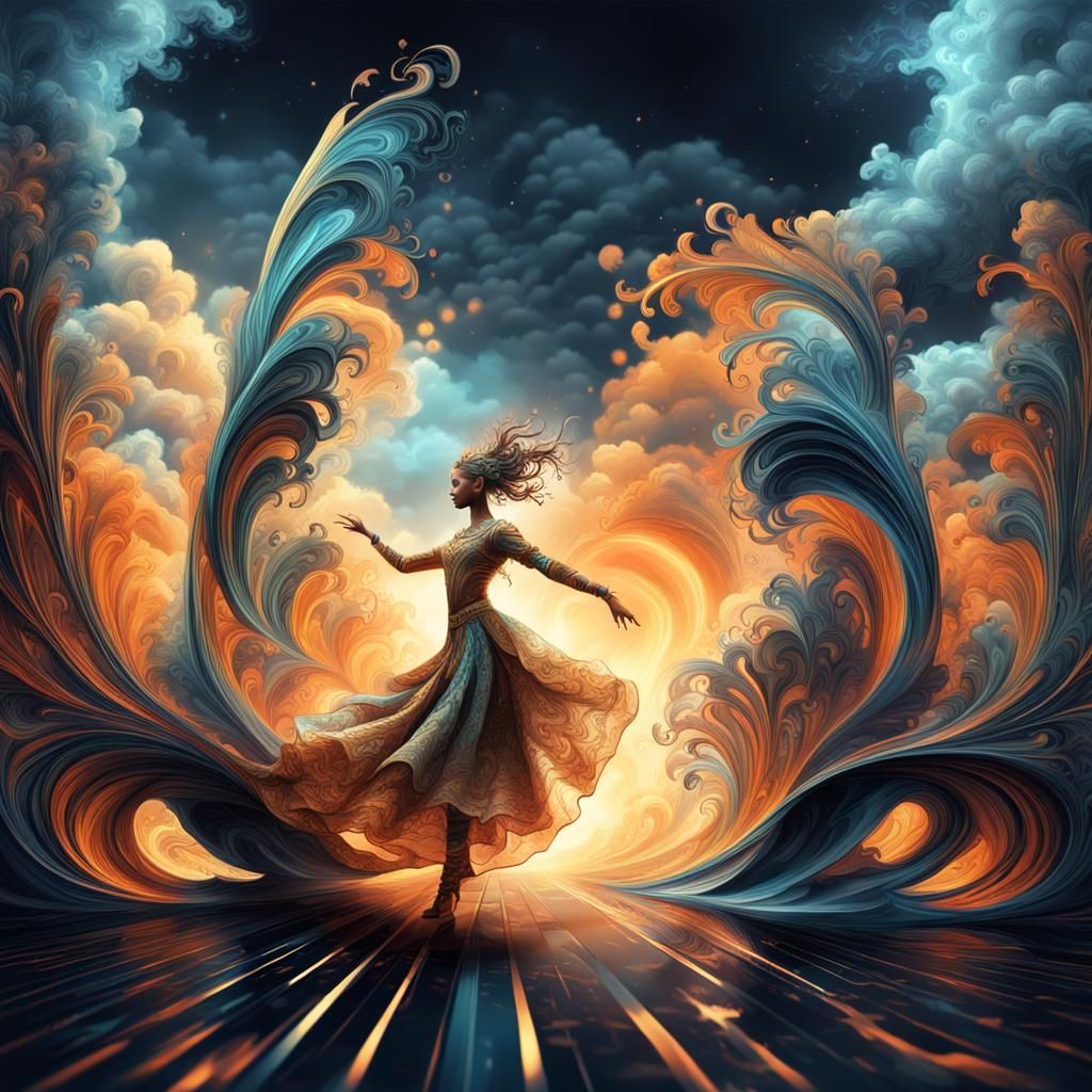 Abstract Storm Dancer in Digital Vector Art
