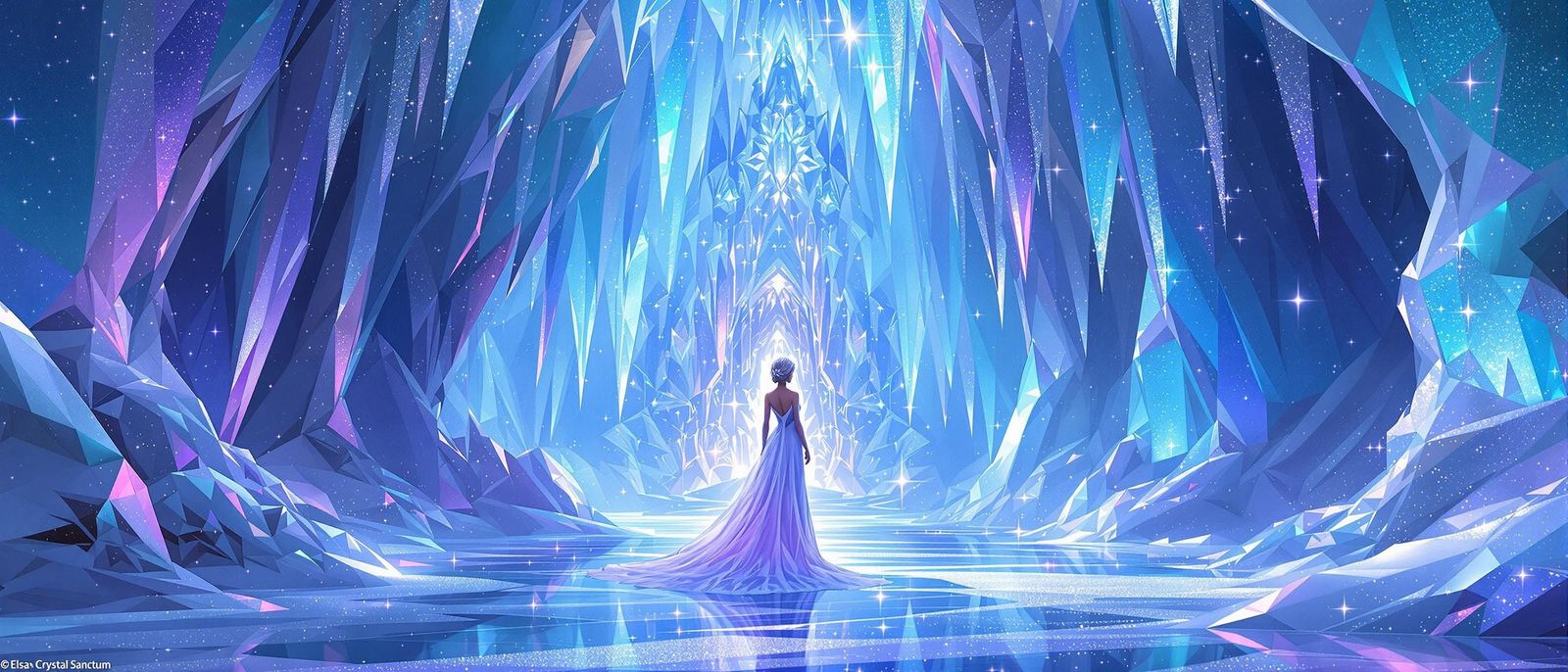 Elsa's Majestic Crystal Palace in Ethereal Blue and Purple H...