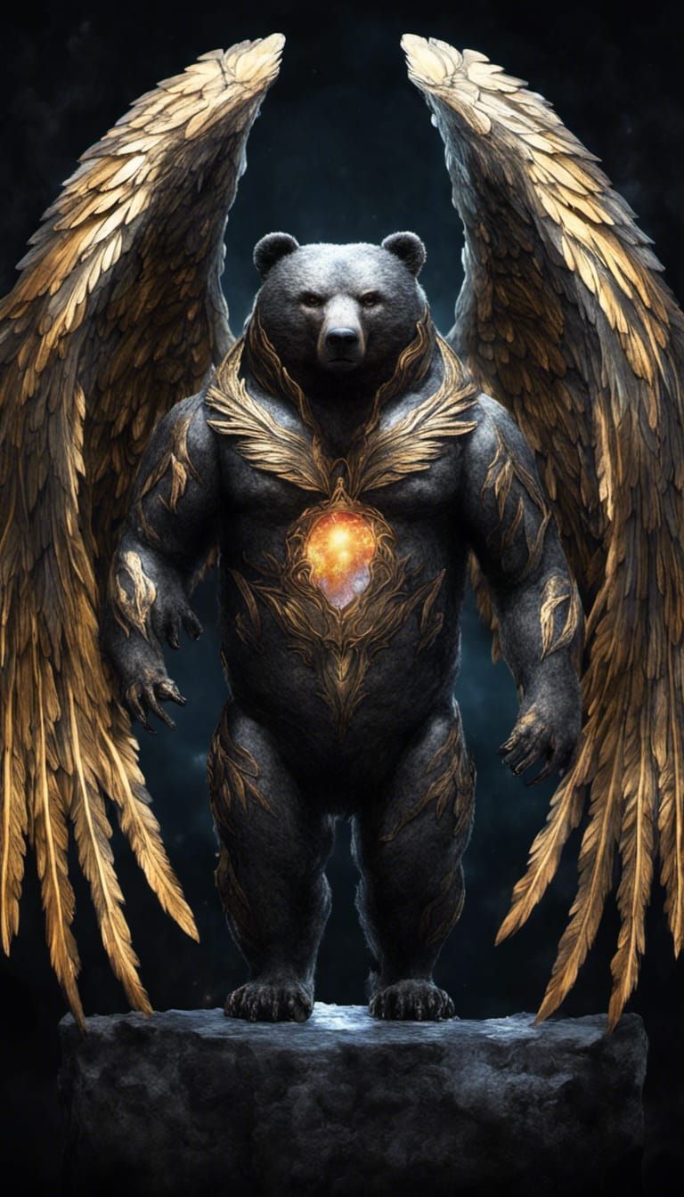 Ominous Shadow Bear with Glowing Chakra in Anime Style