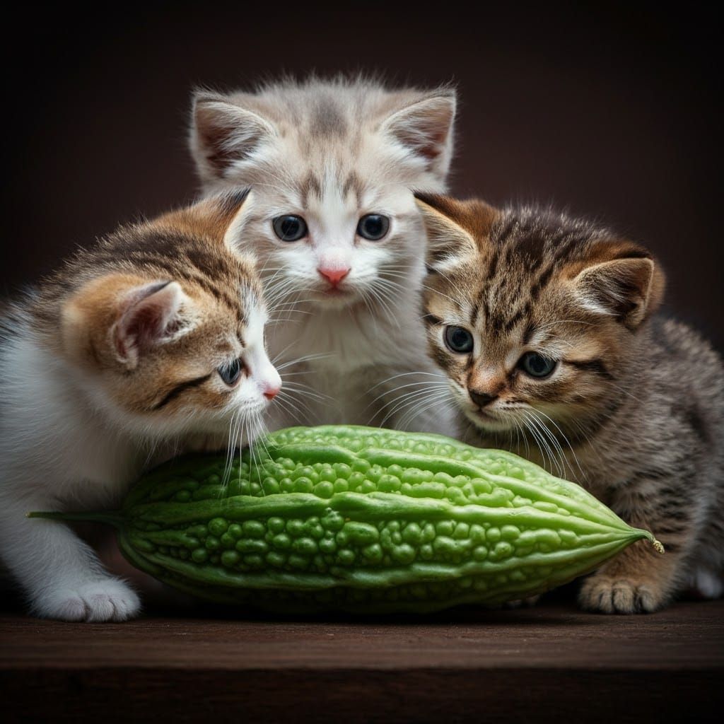 Kittens and Bitter Melon: Hyperrealistic Still Life