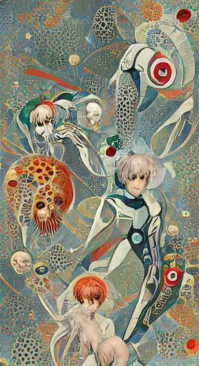 Rei Ayanami Henshin in Klimt-Inspired Art Nouveau Style