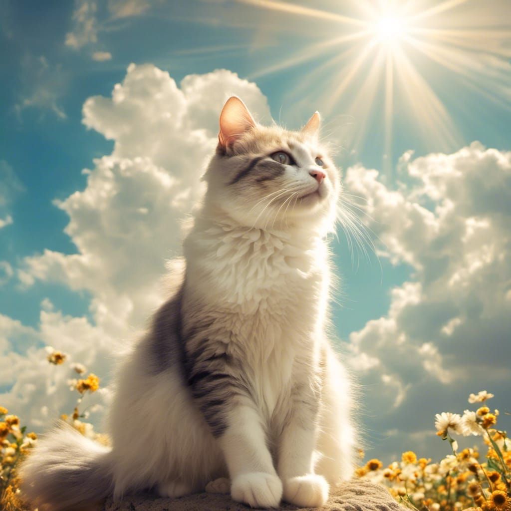 Hyperreal Cat Lady in Divine Light