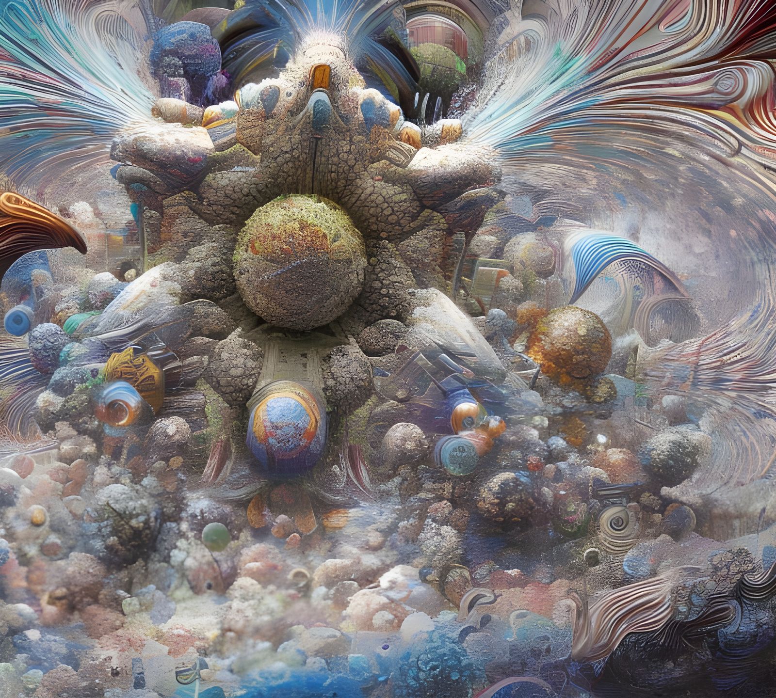 Geometric Abstract: Intricate Polychromatic Digital Art