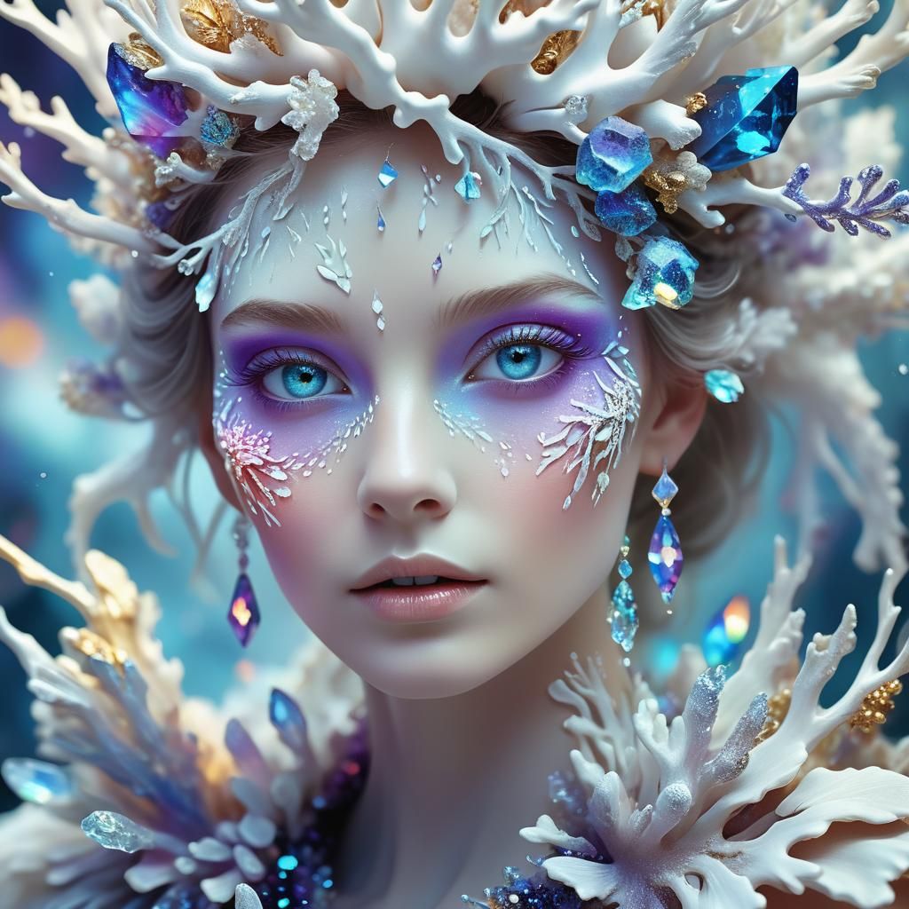 Coral Fairy Portrait in Digital Art Style