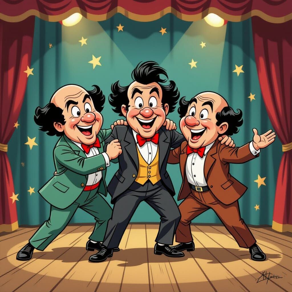 Three Stooges Slapstick Comedy on Vaudeville Stage