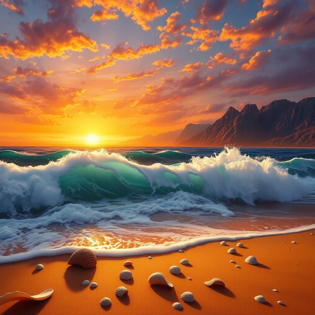 Breathtaking Sunrise Landscape in Realistic Oil Painting Sty...