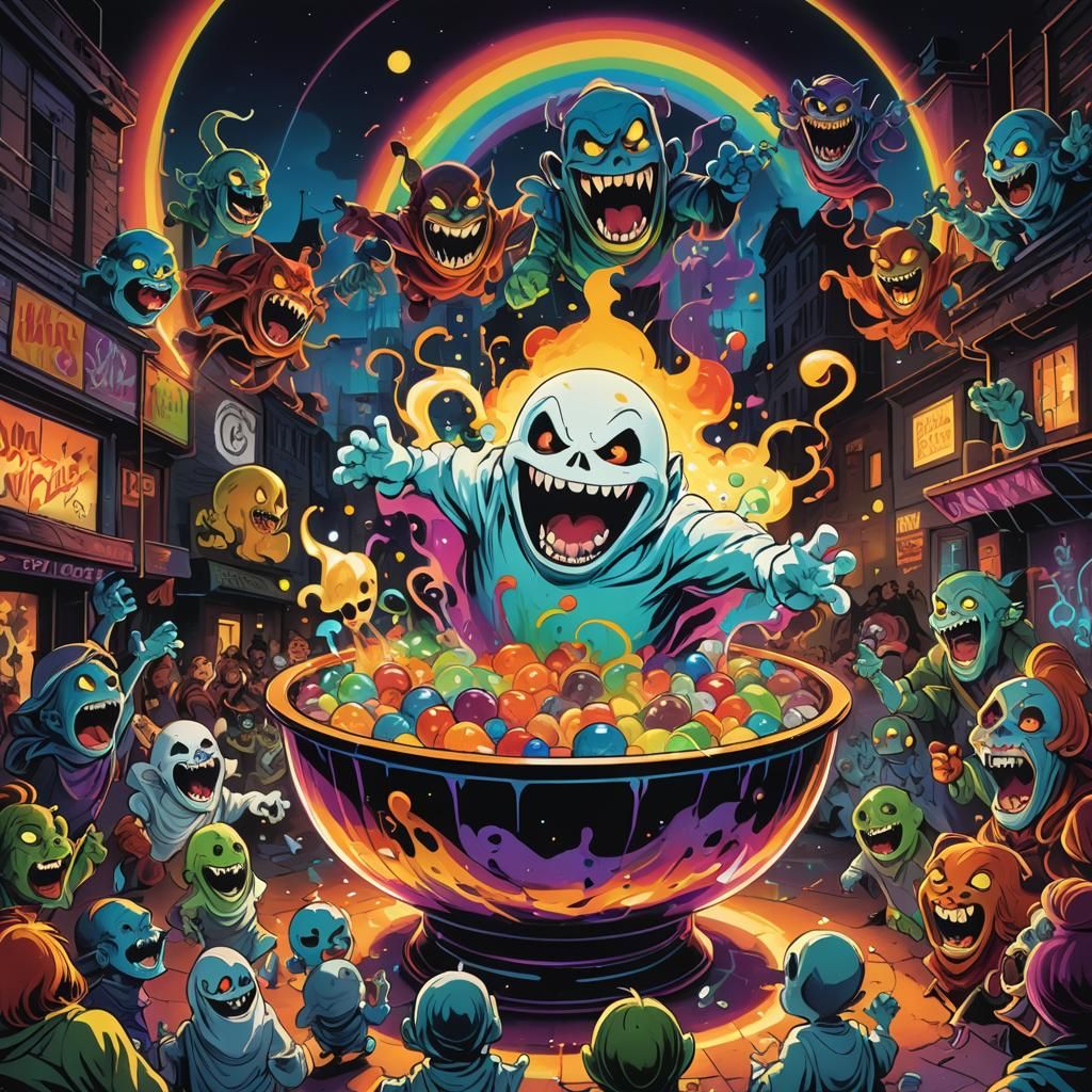 Ghosts and Goblins Unite in Vibrant Street Art