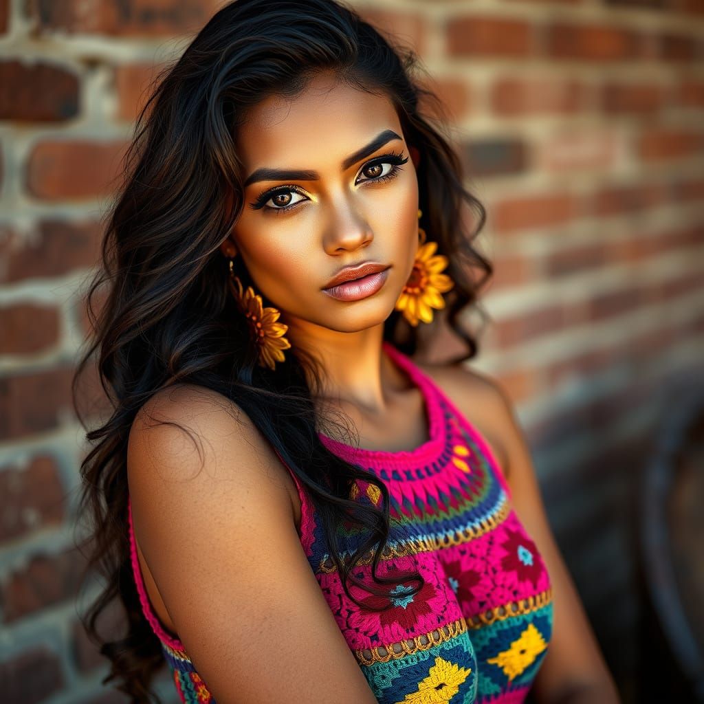 Ethereal Boho Chic Beauty with Olive Skin and Dark Hair
