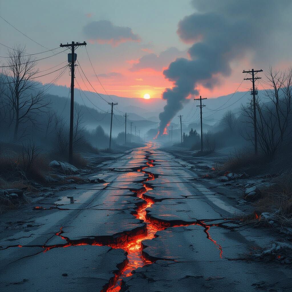Eerie Abandoned Town in Surreal Digital Painting