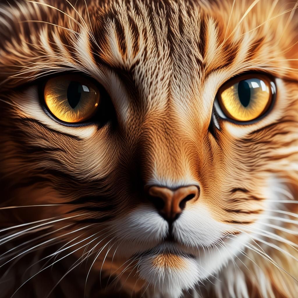 Magnified Feline Eyes in Hyper-Realistic Close-Up