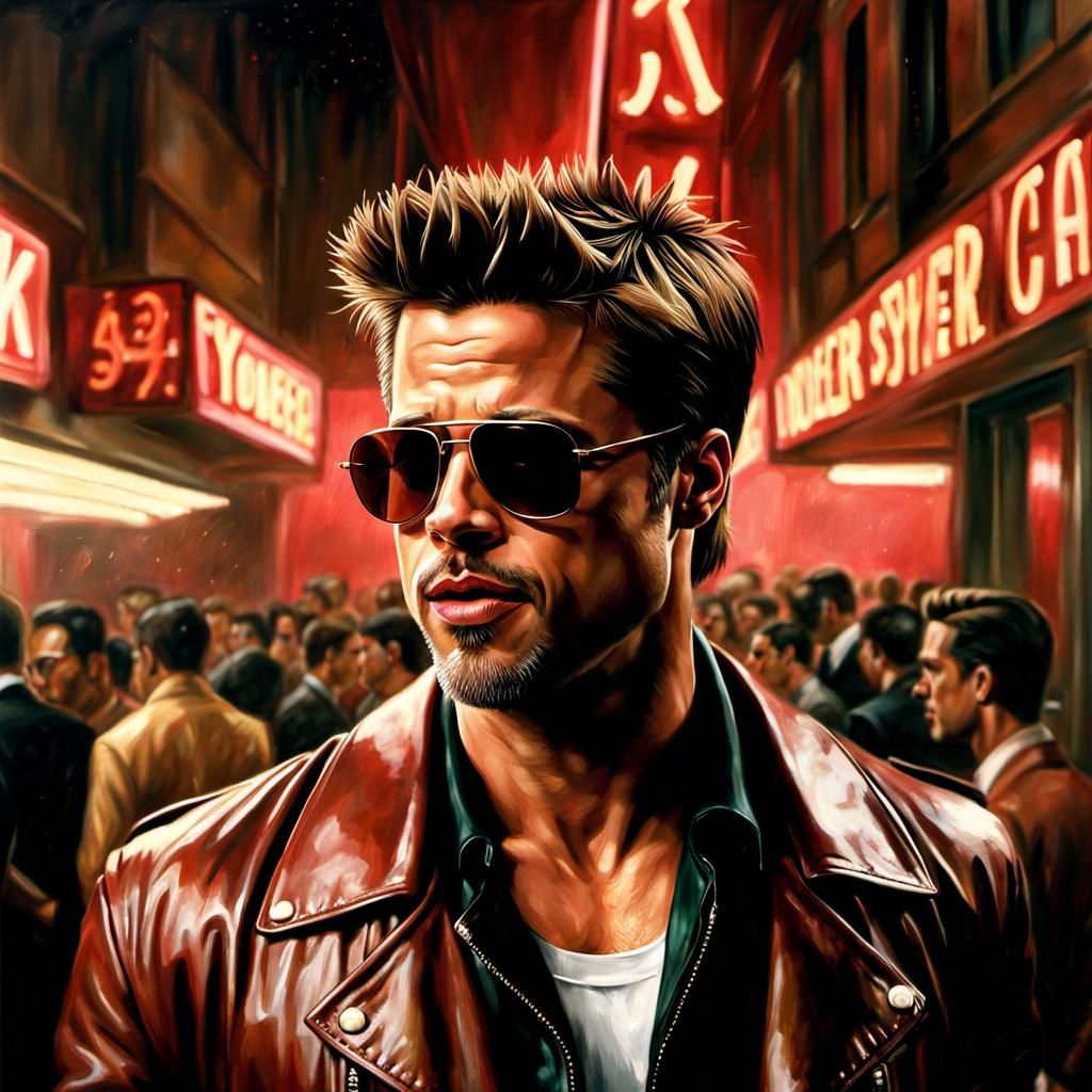 Photorealistic Tyler Durden Portrait in Dark Academia Style