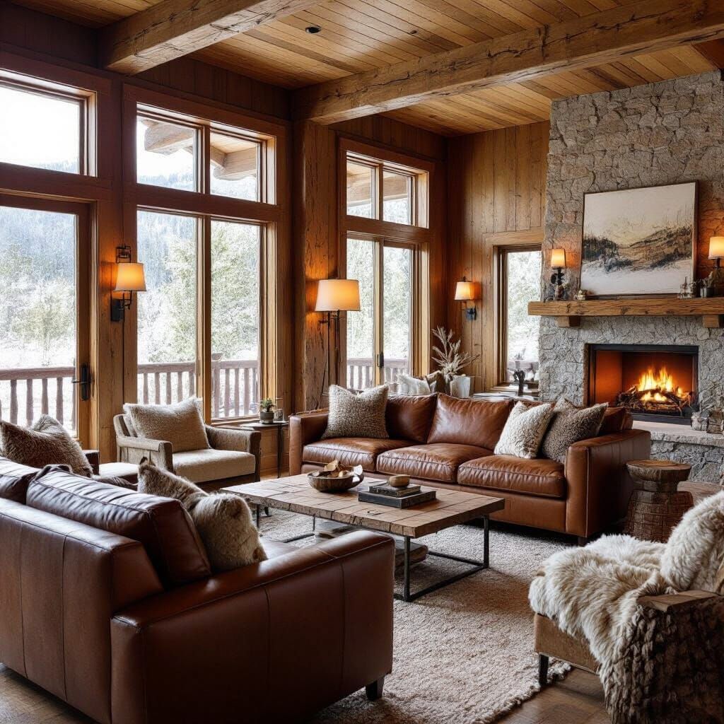 Cozy Ski Lodge Living Room in Modern Style