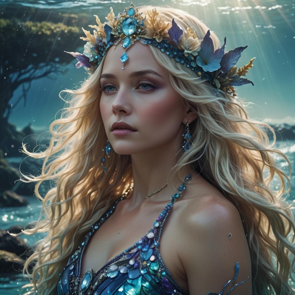 Aquarian Goddess in Cosmic Fantasy Illustration