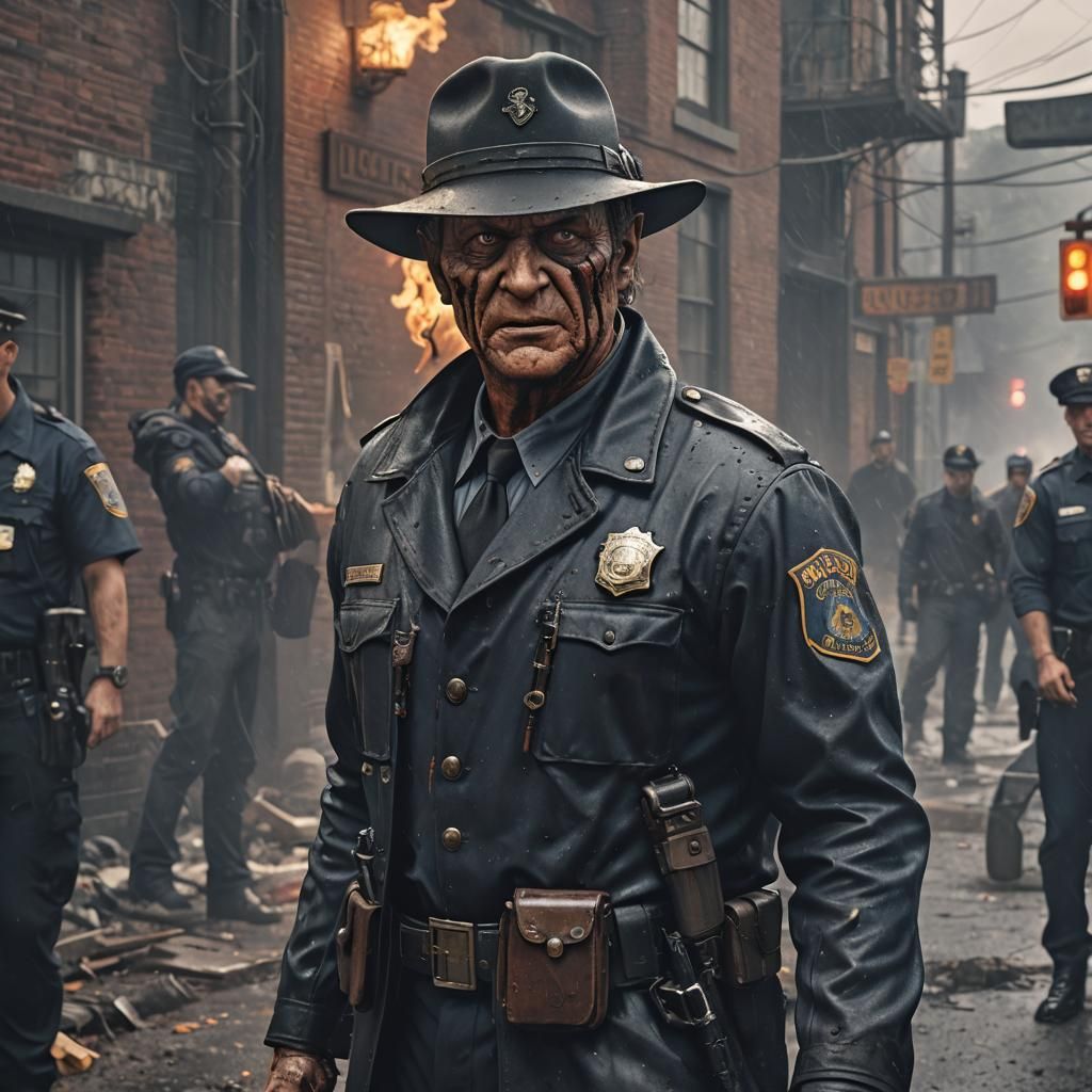 Freddy Krueger as Police Officer: Detailed Matte Painting