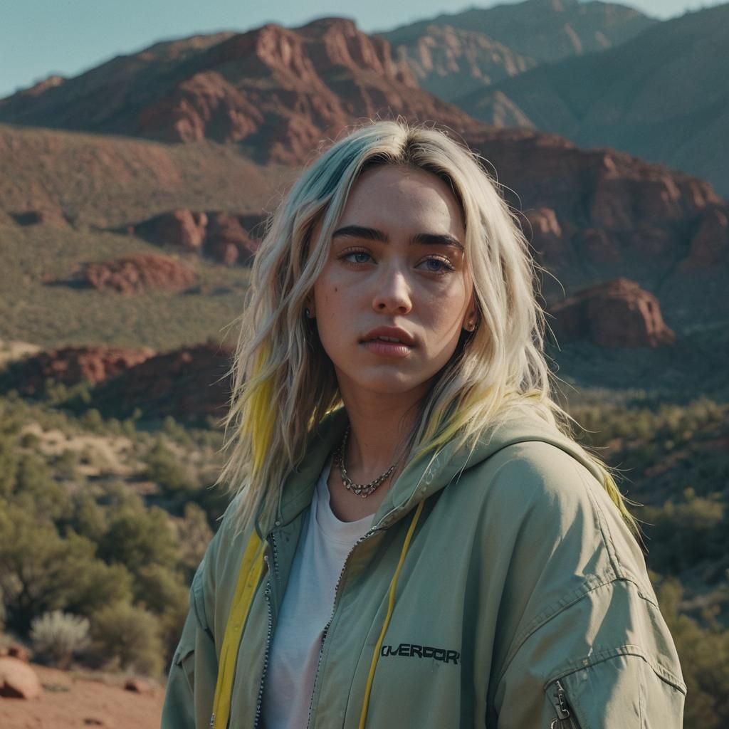 Miley Cyrus and Billie Eilish Style Portrait