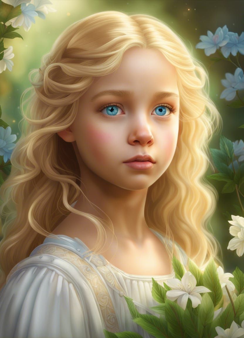 Ethereal Medieval Girl Portrait in Hyperrealistic Style