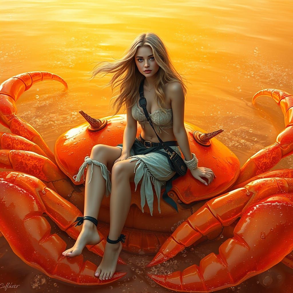 Woman on Gummy Crab in Soda Sea
