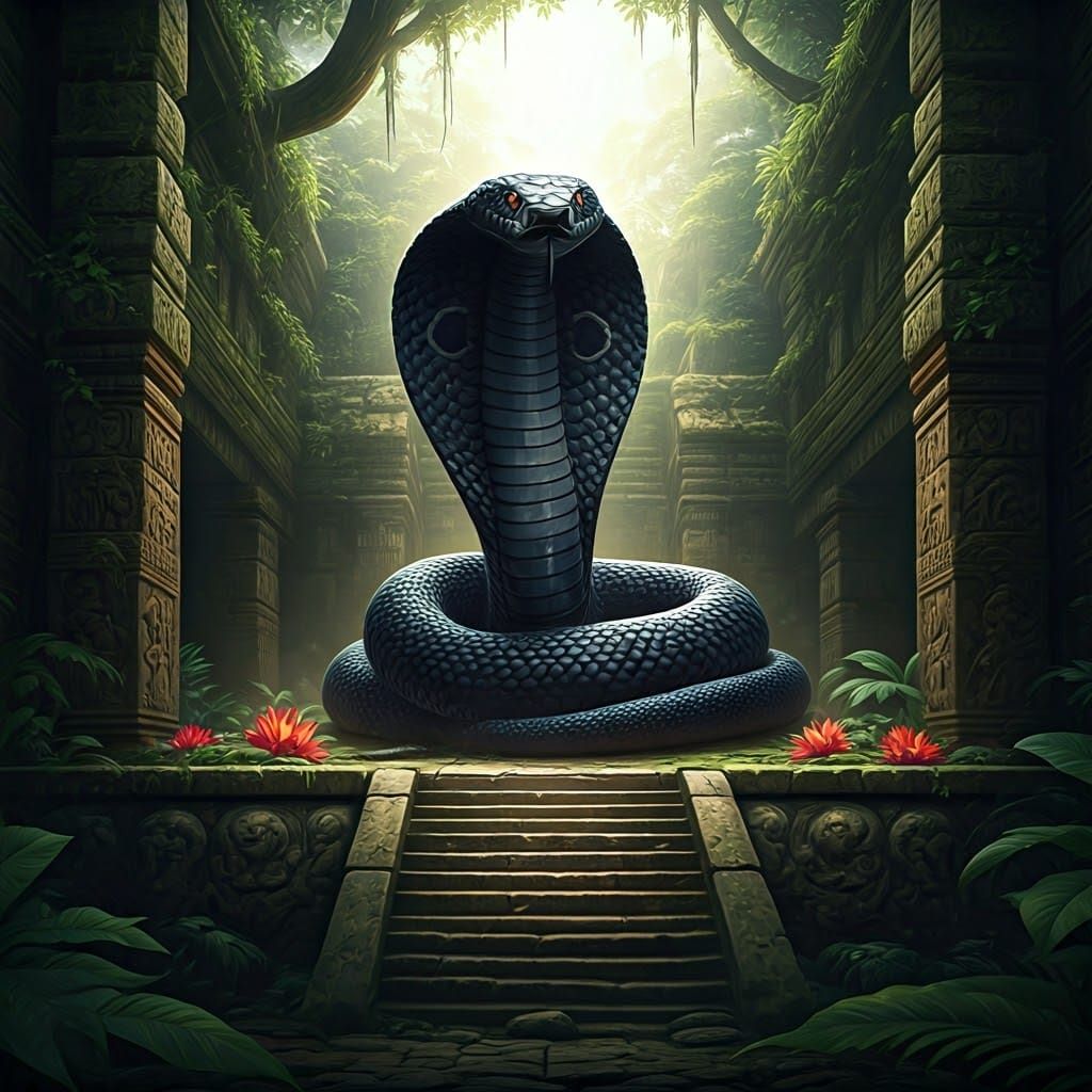 Jungle Temple Guarded by Cobra: Digital Matte Painting