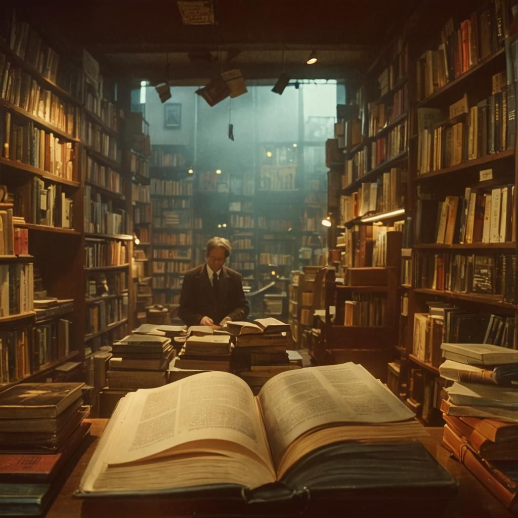 Atmospheric Bookstore Interior in Cinematic Style