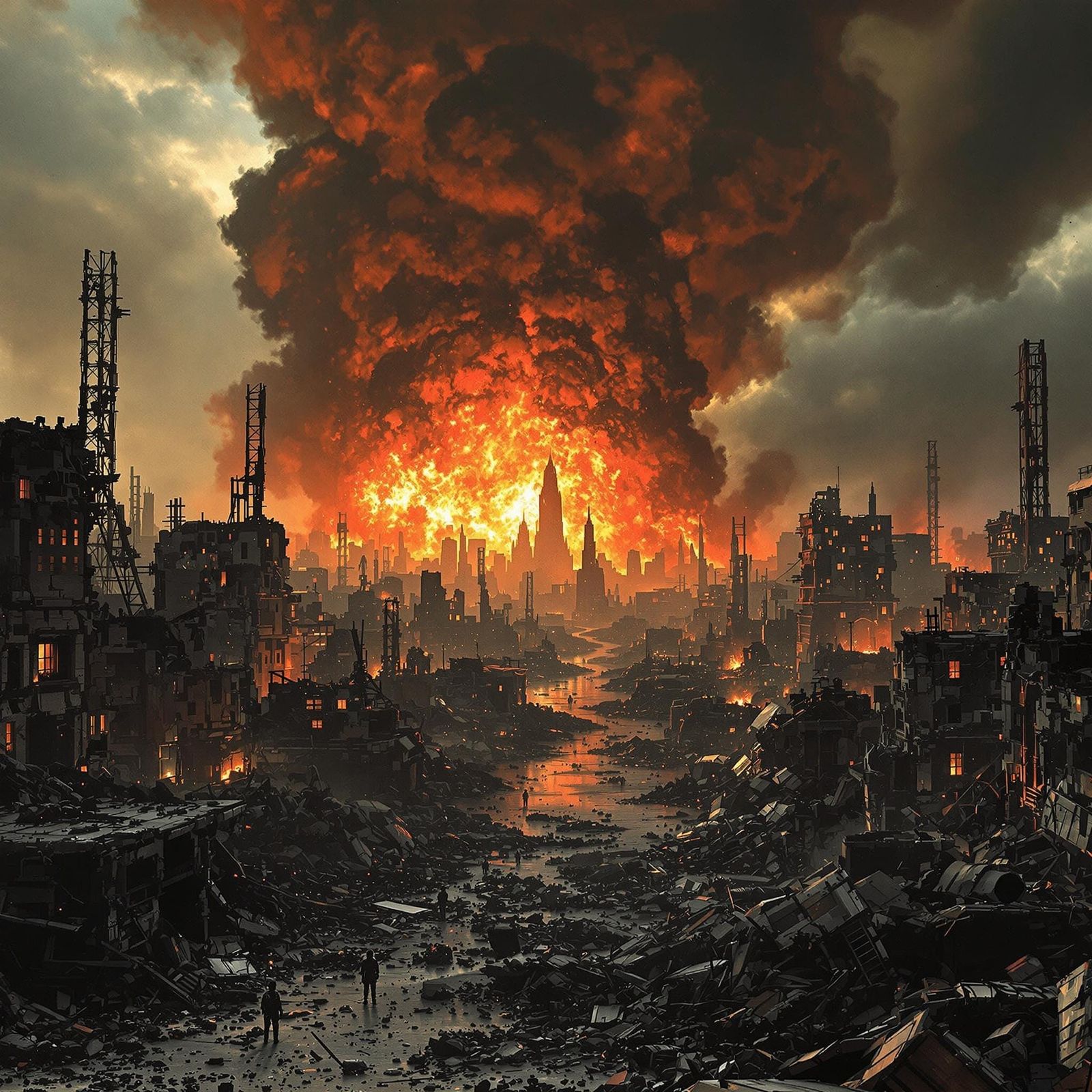 War-Torn Apocalypse in a Gritty, High-Contrast Style