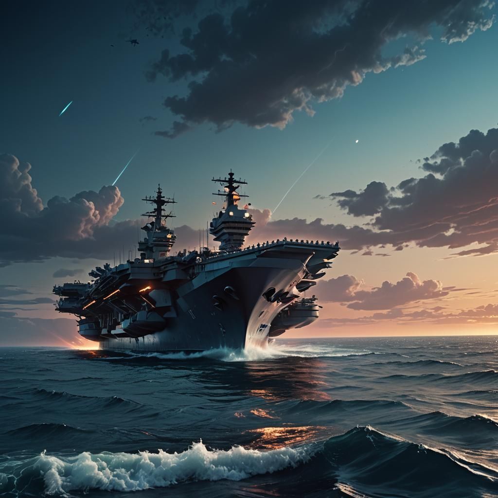 Futuristic Sci-Fi Aircraft Carrier Digital Art