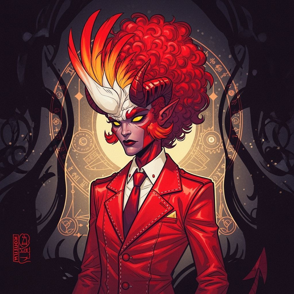 Devil with Cockatoo Mullet in Graphic Novel Style