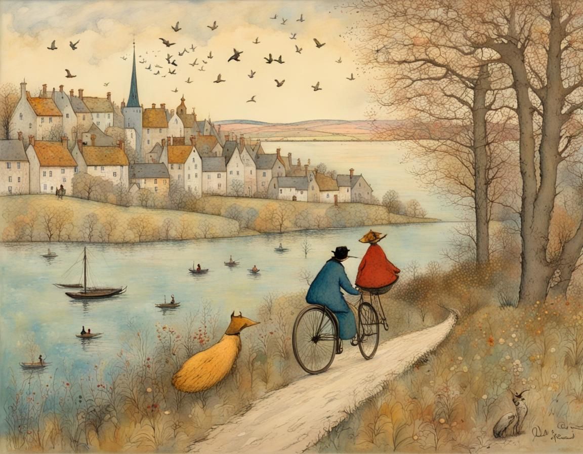 Joyful Dream Art in Watercolor and Ink