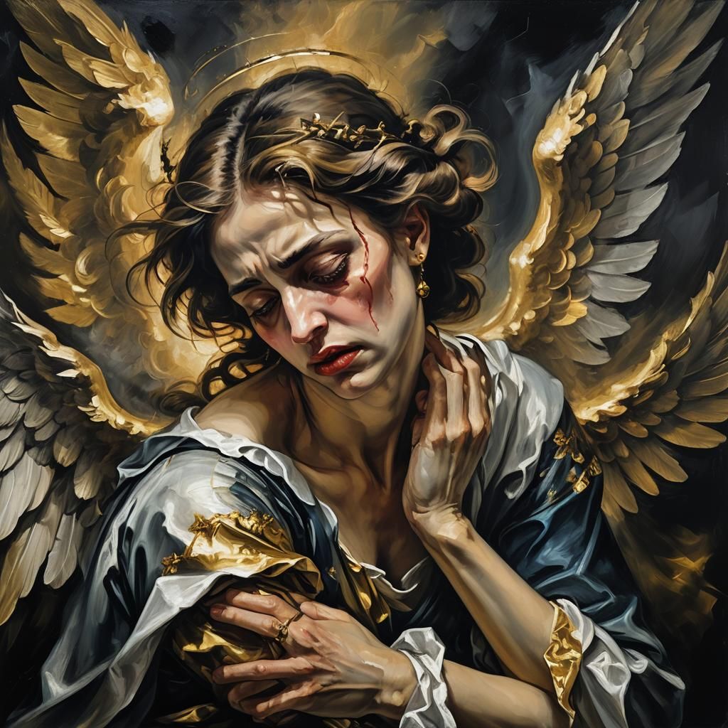 Dramatic Baroque Angel in Torment
