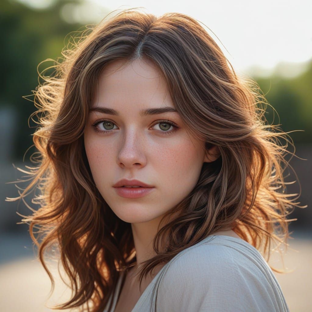 Sensual Woman with Softly Tousled Hair and Gentle Smile