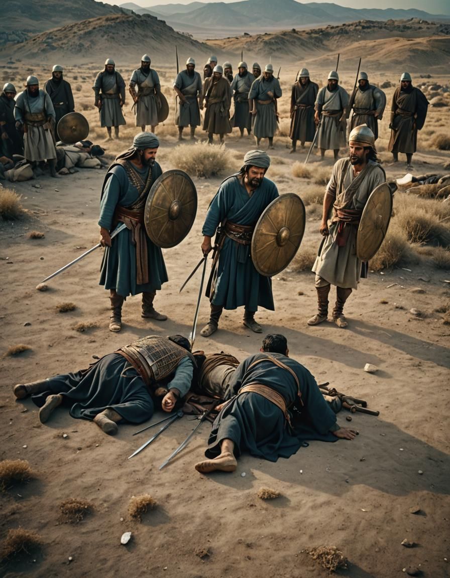 Dramatic Persian Immortals on Ancient Battlefield
