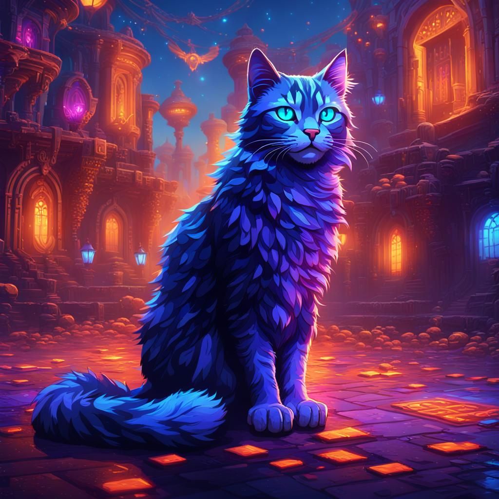 Cool Cat Portrait in Pixel Art Style