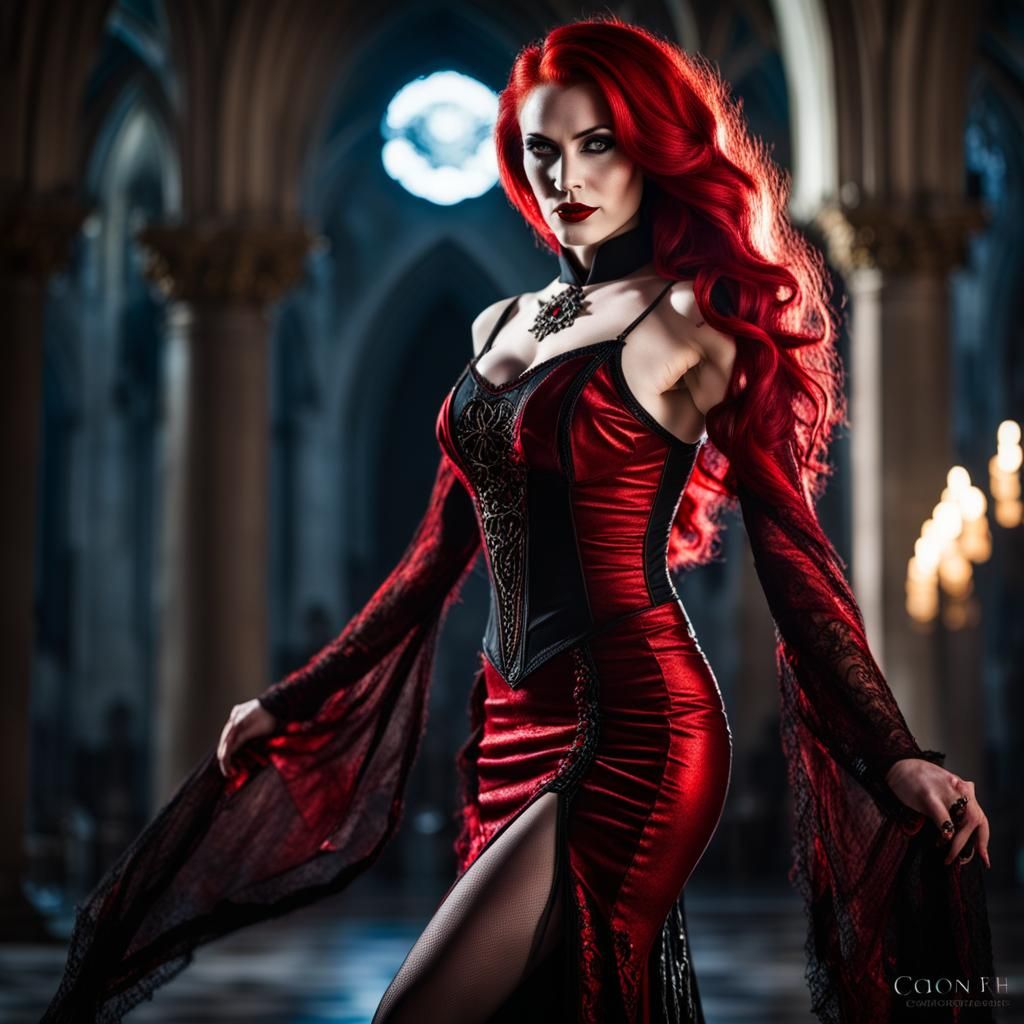 Gothic Vampiress Queen in Catholic Church