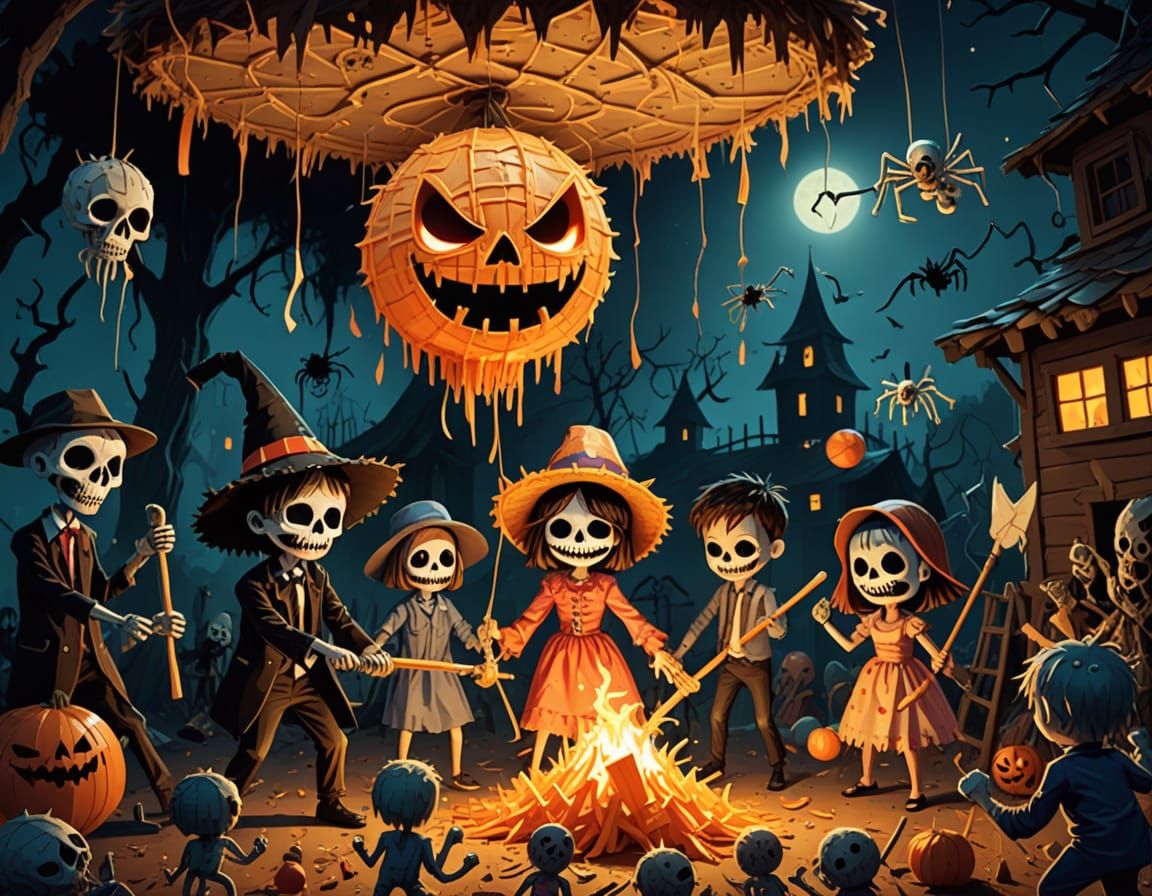 Skeleton Lantern Ritual in Haunted Forest