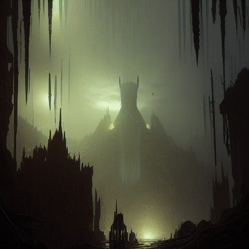 Detailed Enderman in Dark Fantasy Style