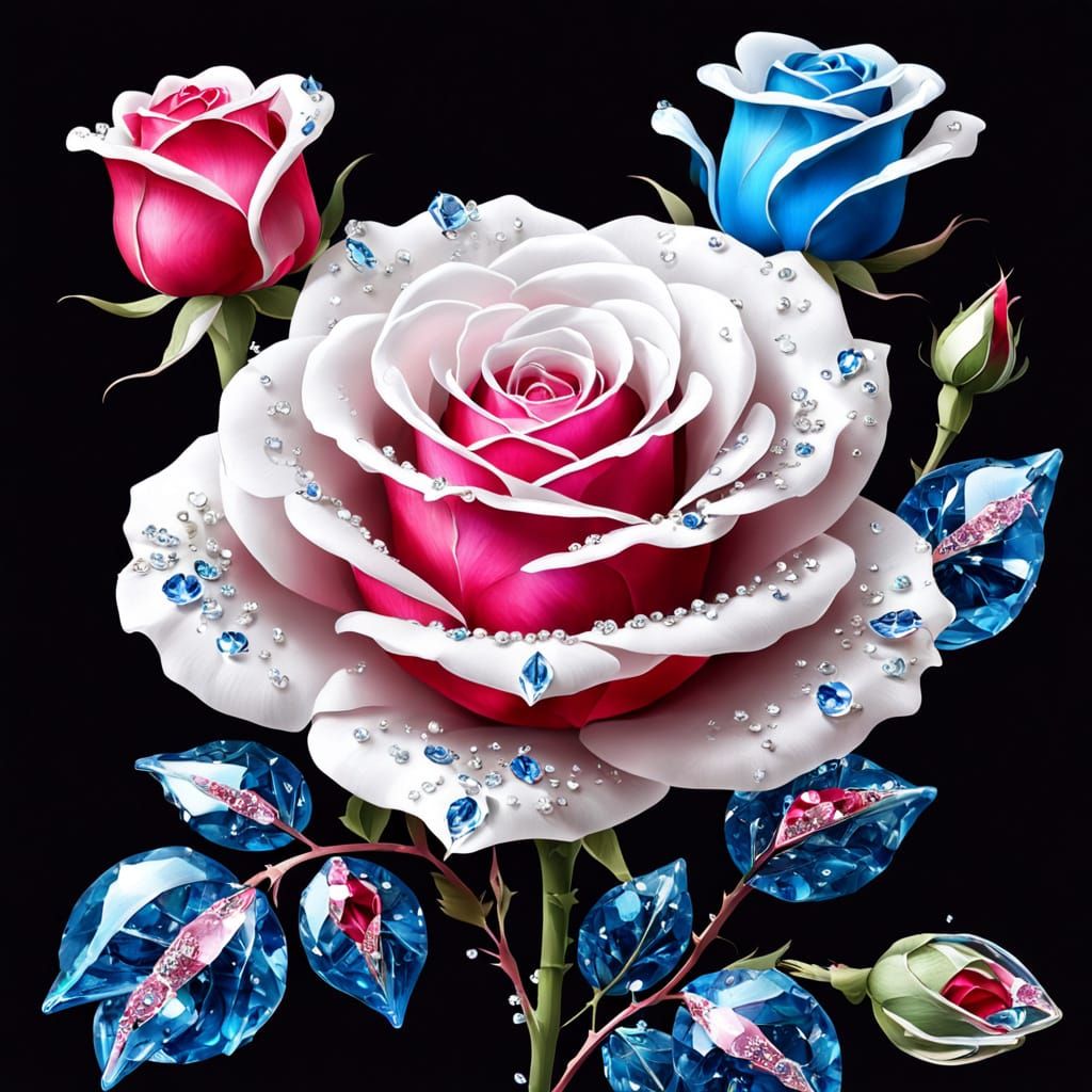 Crystalline Multicolored Rose Art