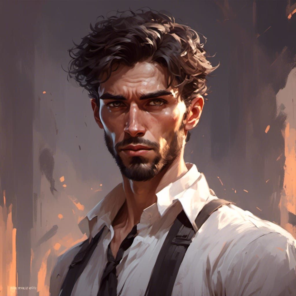 Intelligent Young Man Portrait in Hyperdetailed Style