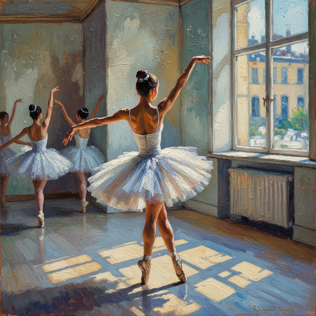 Ballerina Rehearsal Inspired by Degas Masterpiece