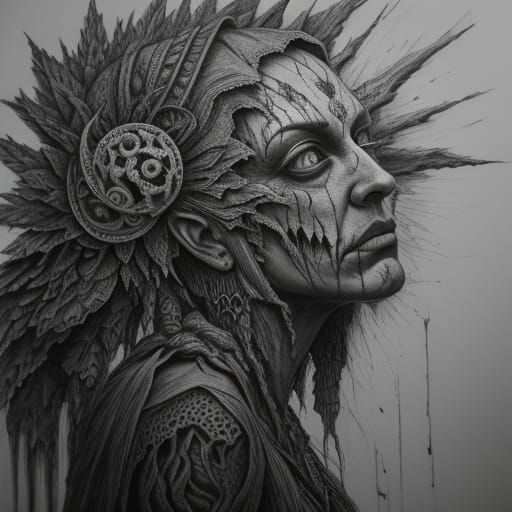 Charcoal Drawing of a Figure Revealing Inner Turmoil